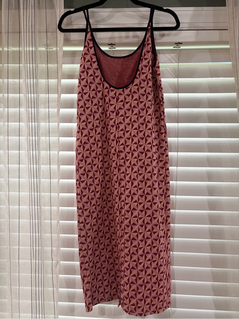 Zara Pink Geometric Slip Midi Dress with Black Trim - Picture 2 of 2